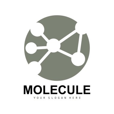 Nöron Logosu, Molekül Logosu Tasarımı, Vektör ve Şablon İllüstrasyonu