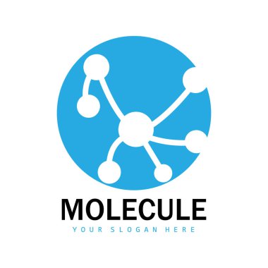 Nöron Logosu, Molekül Logosu Tasarımı, Vektör ve Şablon İllüstrasyonu
