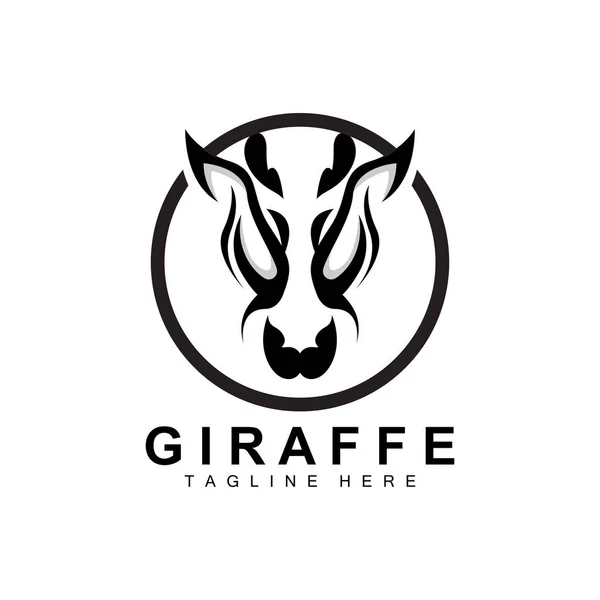 Giraffe Logo Design Giraffe Head Vector Silhouet Hoog Nek Dier — Stockvector