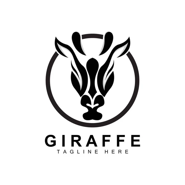 Giraffe Logo Design Giraffe Head Vector Silhouet Hoog Nek Dier — Stockvector