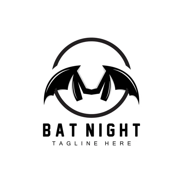 Bat Logo Night Flying Animal Icon Company Vector Halloween Template — Stock Vector