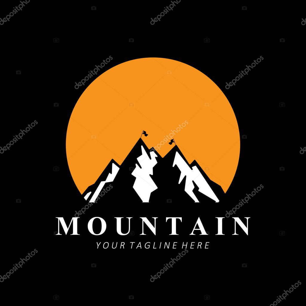 Mountain Logo Design, Vector Place For Nature Lovers Hiker