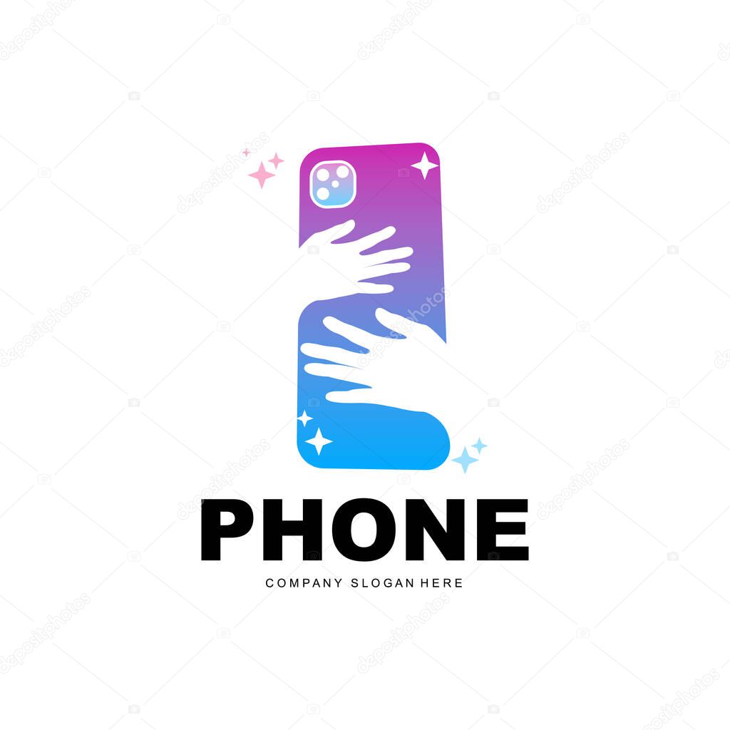 Smartphone Logo, Communication Electronics Vector, Modern Phone Design, For Company Brand Symbol