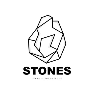 Taş Logo, Vector Stone Modern Geometri Çizgisi Tarzı, Estetik Dekorasyon Tasarımı, Marka Modern Ürün, Basit Simge Soyut Estetik Geometri Çizgisi