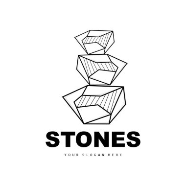Taş Logo, Vector Stone Modern Geometri Çizgisi Tarzı, Estetik Dekorasyon Tasarımı, Marka Modern Ürün, Basit Simge Soyut Estetik Geometri Çizgisi