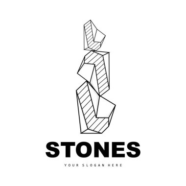 Taş Logo, Vector Stone Modern Geometri Çizgisi Tarzı, Estetik Dekorasyon Tasarımı, Marka Modern Ürün, Basit Simge Soyut Estetik Geometri Çizgisi