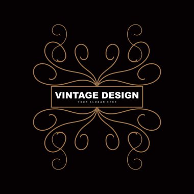 Retro Vintage Tasarım, Minimalist Minimalist Vektör Süsleme Logosu, Mandala ve Batik Tarzı, Ürün İllüstrasyonu, Davetiye, Banner, Moda