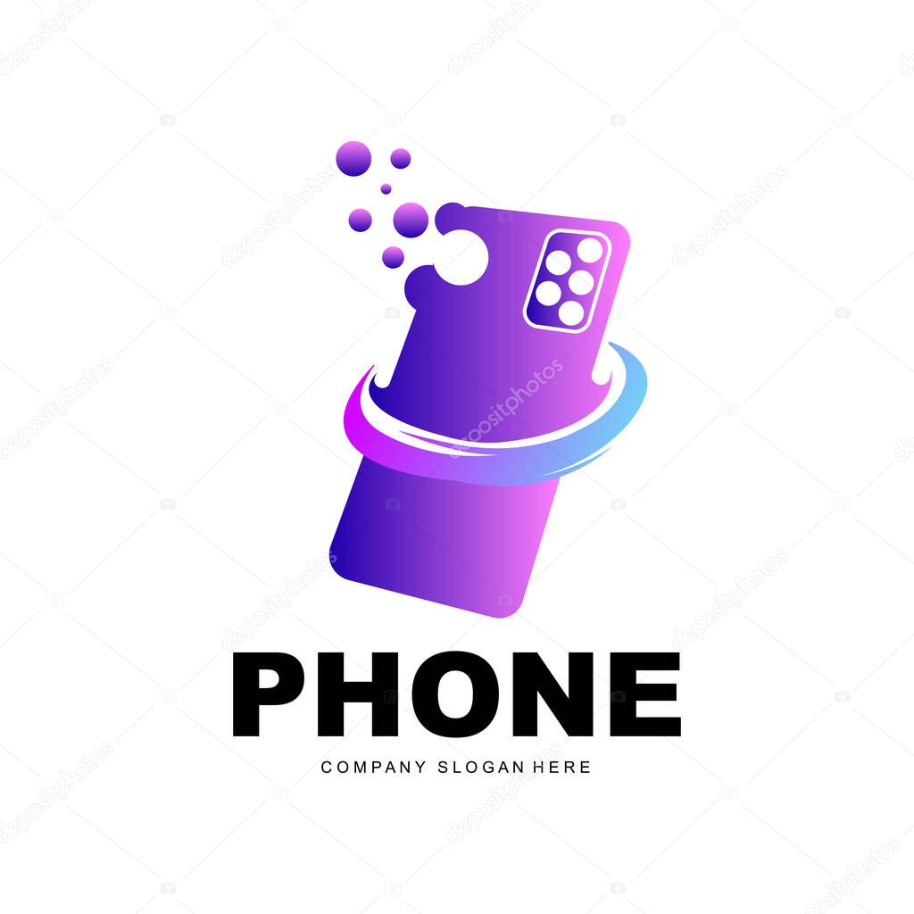 Smartphone Logo, Communication Electronics Vector, Modern Phone Design, For Company Brand Symbol