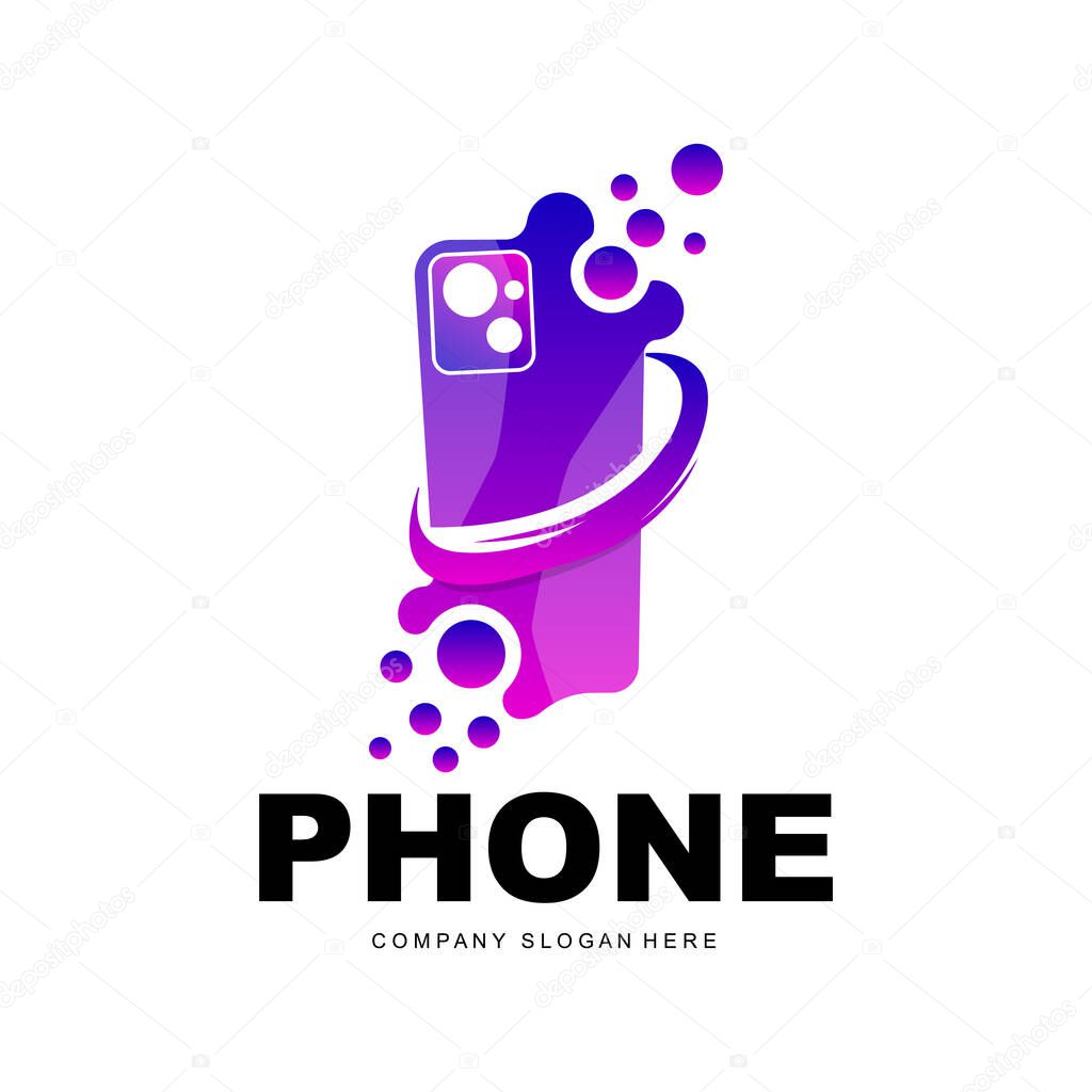 Smartphone Logo, Communication Electronics Vector, Modern Phone Design, For Company Brand Symbol