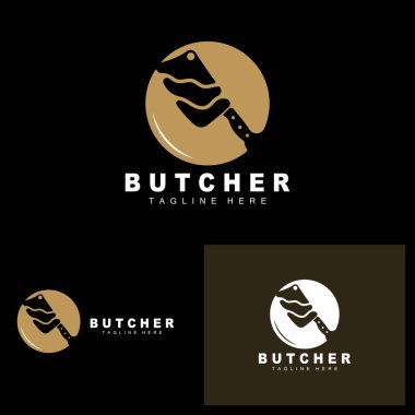 Kasap logosu tasarımı, Bıçak Kesme Aracı Şablonu, Kasap, Çiftlik, Kasap Dükkanı için Marka Çizimi Tasarımı