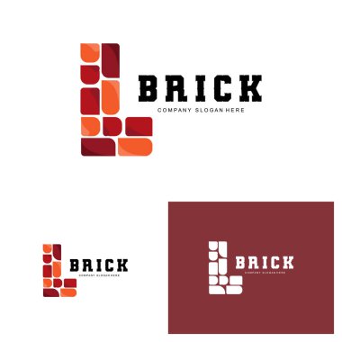 Bricks Logo Design, Material Stone Illustration Vector, Building Construction Icon