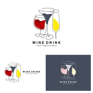 Beverage Wine Logo Design, Glass Illustration, Alcohol Drink Bottle, Company Product Vector