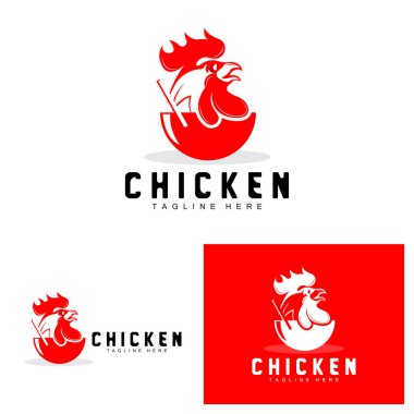 Izgara Tavuk Barbekü Logosu Tasarımı, Tavuk Kafası Vektörü, Şirket Markası