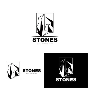 Taş Logo, Vector Stone Modern Geometri Çizgisi Tarzı, Estetik Dekorasyon Tasarımı, Marka Modern Ürün, Basit Simge Soyut Estetik Geometri Çizgisi