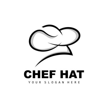 Şef Şapka Logosu, Restoran Şefi Vektörü, Restoran, Yemek ve Fırın için Tasarım