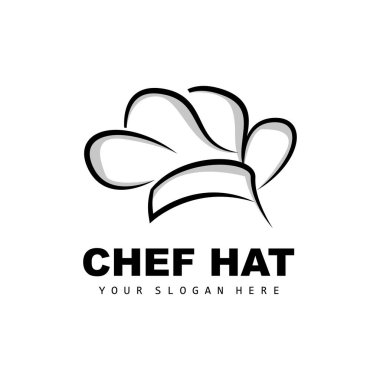 Şef Şapka Logosu, Restoran Şefi Vektörü, Restoran, Yemek ve Fırın için Tasarım