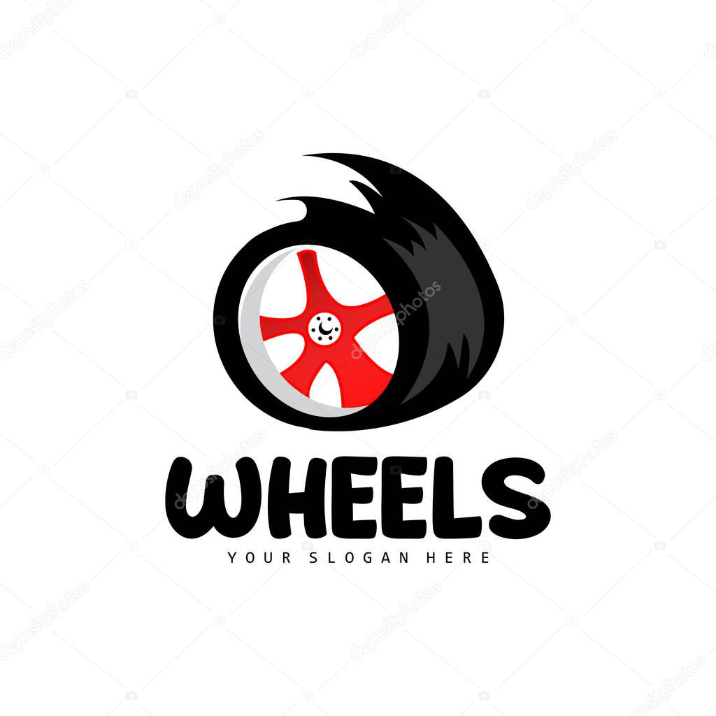 Tire Wheel Logo, Automotive Parts Vector, Maintenance Workshop Design, Garage, Automotive, Vehicle, Modern Simple Wheel Icon
