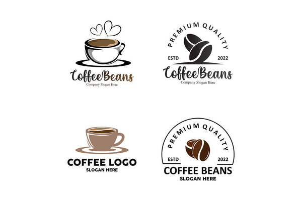 Кофе Бин напиток дизайн логотипа в коричневый цвет вектор иллюстрация
