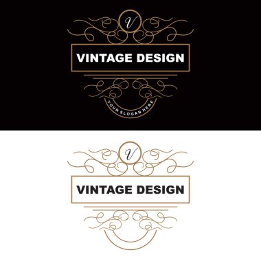Retro Vintage Tasarım, Minimalist Minimalist Vektör Süsleme Logosu, Mandala ve Batik Tarzı, Ürün İllüstrasyonu, Davetiye, Banner, Moda