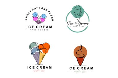 Ice Cream Logo Design, Fresh Sweet Soft Cold Food Illustration, Children's Favorite Vector, Product Brand