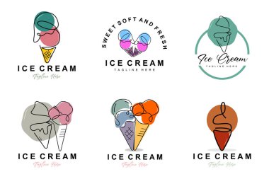 Ice Cream Logo Design, Fresh Sweet Soft Cold Food Illustration, Children's Favorite Vector, Product Brand