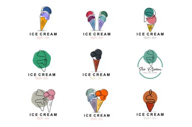 Ice Cream Logo Design, Fresh Sweet Soft Cold Food Illustration, Children's Favorite Vector, Product Brand