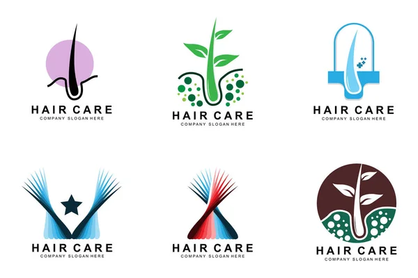 Hair Care Logo Scalp Layer Design Health Salon Brand Illustration — Wektor stockowy