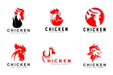 Izgara Tavuk Barbekü Logosu Tasarımı, Tavuk Kafası Vektörü, Şirket Markası