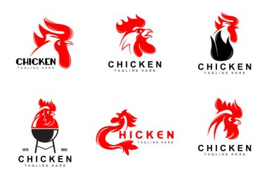 Izgara Tavuk Barbekü Logosu Tasarımı, Tavuk Kafası Vektörü, Şirket Markası