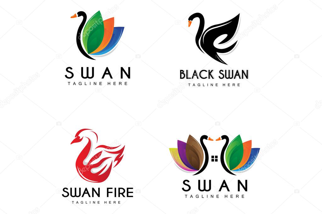 Swan Logo, Bird Animal Design, Duck Logo, Product Brand Label Vector