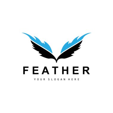 Feather Logo, Animal Wing Design, Vector Icon Template Simple