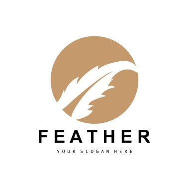 Feather Logo, Animal Wing Design, Vector Icon Template Simple