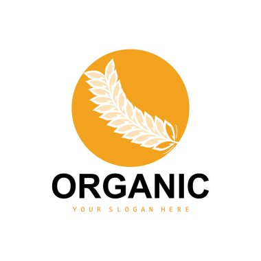 Wheat Rice Logo, Agricultural Organic Plants Vector, Luxury Design Golden Bakery Ingredients