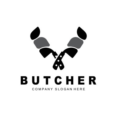 Kasap logosu tasarımı, Bıçak Kesme Aracı Şablonu, Kasap, Çiftlik, Kasap Dükkanı için Marka Çizimi Tasarımı