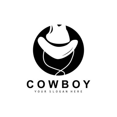 Cowboy Hat Logo, Texas Cowboy Design, Western Country Sheriff Hat Vector, Silhouette Icon