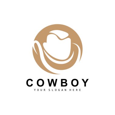 Cowboy Hat Logo, Texas Cowboy Design, Western Country Sheriff Hat Vector, Silhouette Icon
