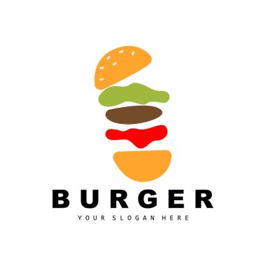 Burger Logo, Fast Food Design, Bread And Vegetables Vector, Fast Food Restaurant Brand Icon Illustration