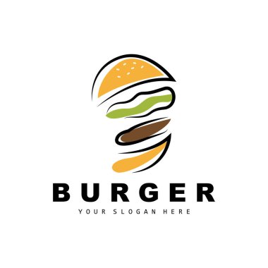 Burger Logo, Fast Food Design, Bread And Vegetables Vector, Fast Food Restaurant Brand Icon Illustration