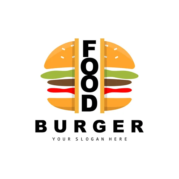 Logotipo Hambúrguer Design Fast Food Vetor Pão Legumes Ilustração Ícone — Vetor de Stock