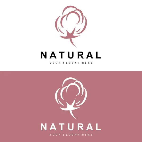 Katoen Logo Natuurlijke Biologische Organische Plantaardige Ontwerp Schoonheid Textiel Kleding — Stockvector