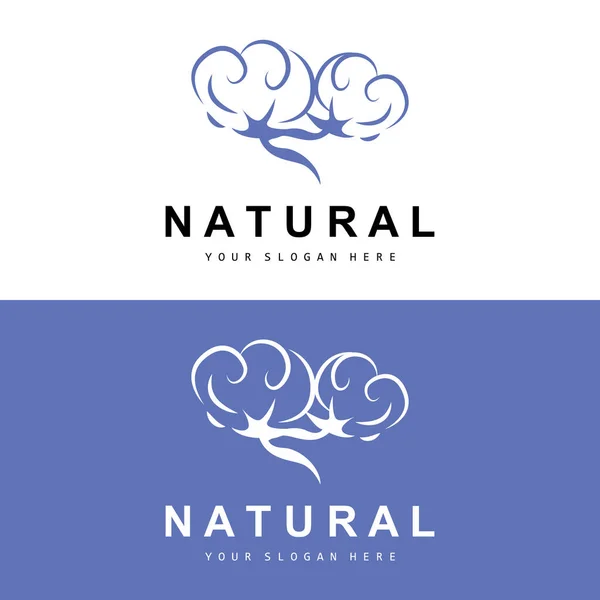Cotton Logo Natural Biological Organic Plant Design Beauty Textile Clothing — Stockvector