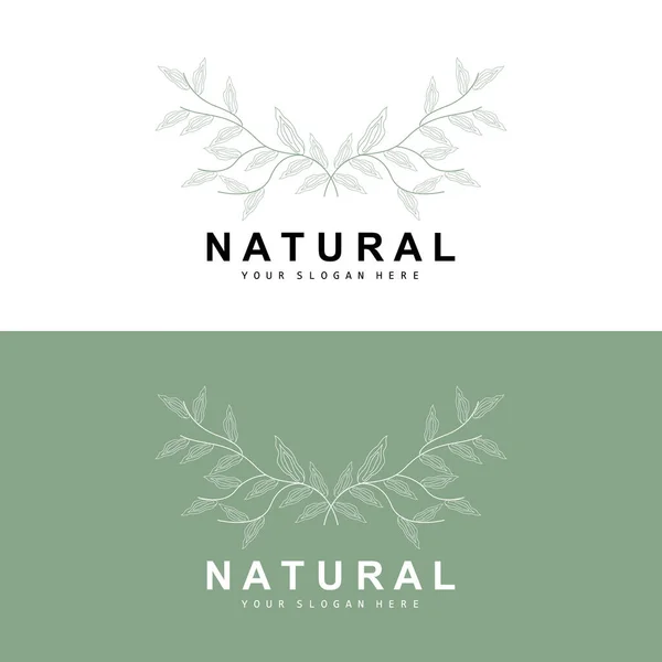 Simple Botanical Leaf Flower Logo Vector Natural Line Style Decoration — Stockvektor