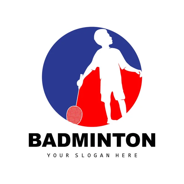 Badminton Logo Sport Branch Design Vector Abstract Badminton Players Silhouette — Stock Vector