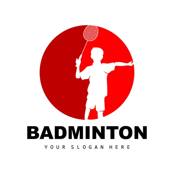 Badminton Logo Sport Branch Design Vector Abstract Badminton Players Silhouette —  Vetores de Stock