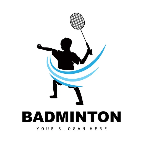 Badminton Logo Sport Branch Design Vector Abstract Badminton Players Silhouette — Vettoriale Stock