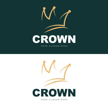 Crown Logosu, Kral ve Kraliçe Simgesi Tasarımı, Vektör Zarif, Basit, Şablon İllüstrasyonu