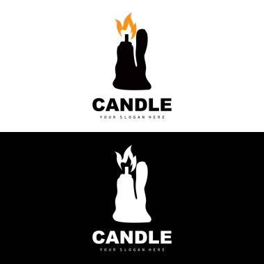 Candle Logo, Elegant Romantic Candle Light Dinner Flame Light Design, Traditional Spa Candle Vector