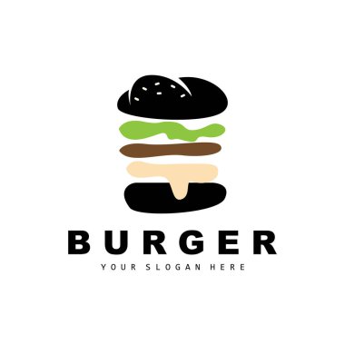 Burger Logo, Fast Food Design, Bread And Vegetables Vector, Fast Food Restaurant Brand Icon Illustration