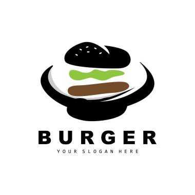 Burger Logo, Fast Food Design, Bread And Vegetables Vector, Fast Food Restaurant Brand Icon Illustration