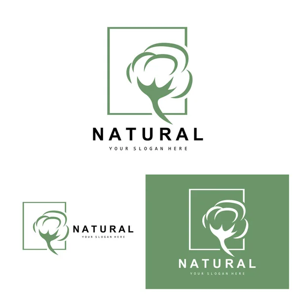 Logotipo Algodão Natural Biological Organic Plant Design Beleza Têxtil Vetor — Vetor de Stock